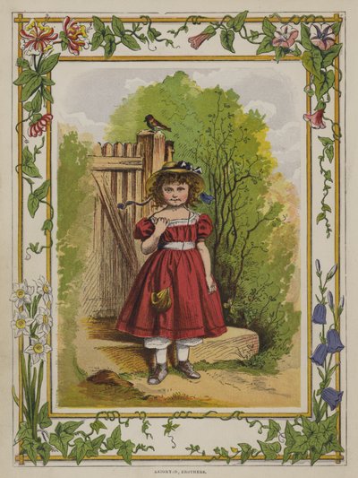 Little girl in a red dress by Oskar Pletsch